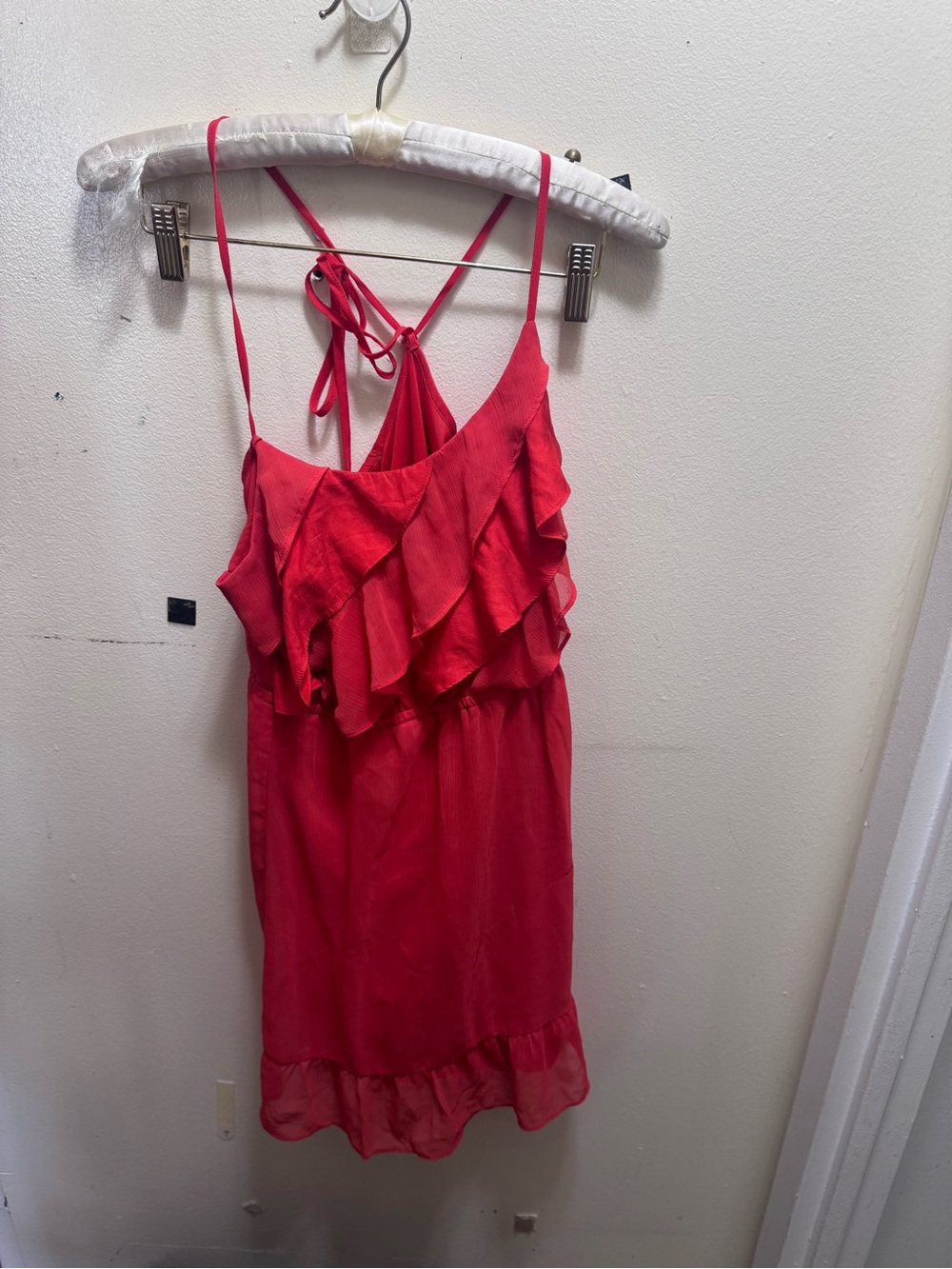 American Eagle Orange Ruffle Spaghetti Strap Dress size XS